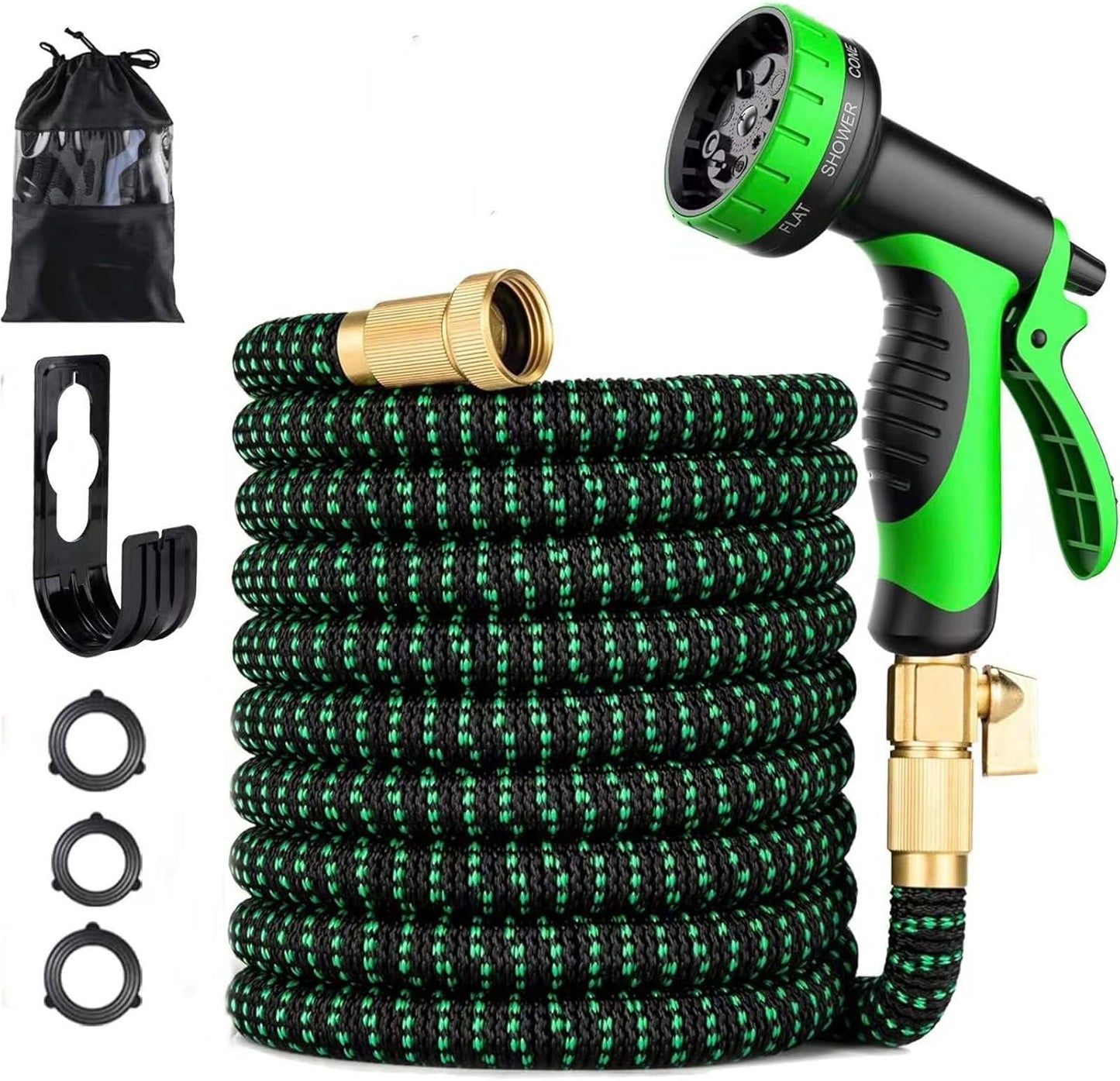 75 ft Expandable Garden Hose with 10 Pattern Spray Nozzle
