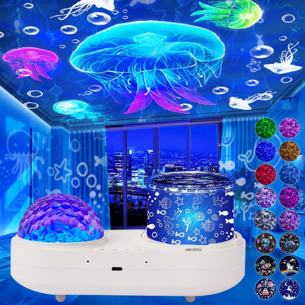 Ocean Wave Projector - 10 Colors, 6 Films, Timer & Rotation - Dreamy Room Ambiance