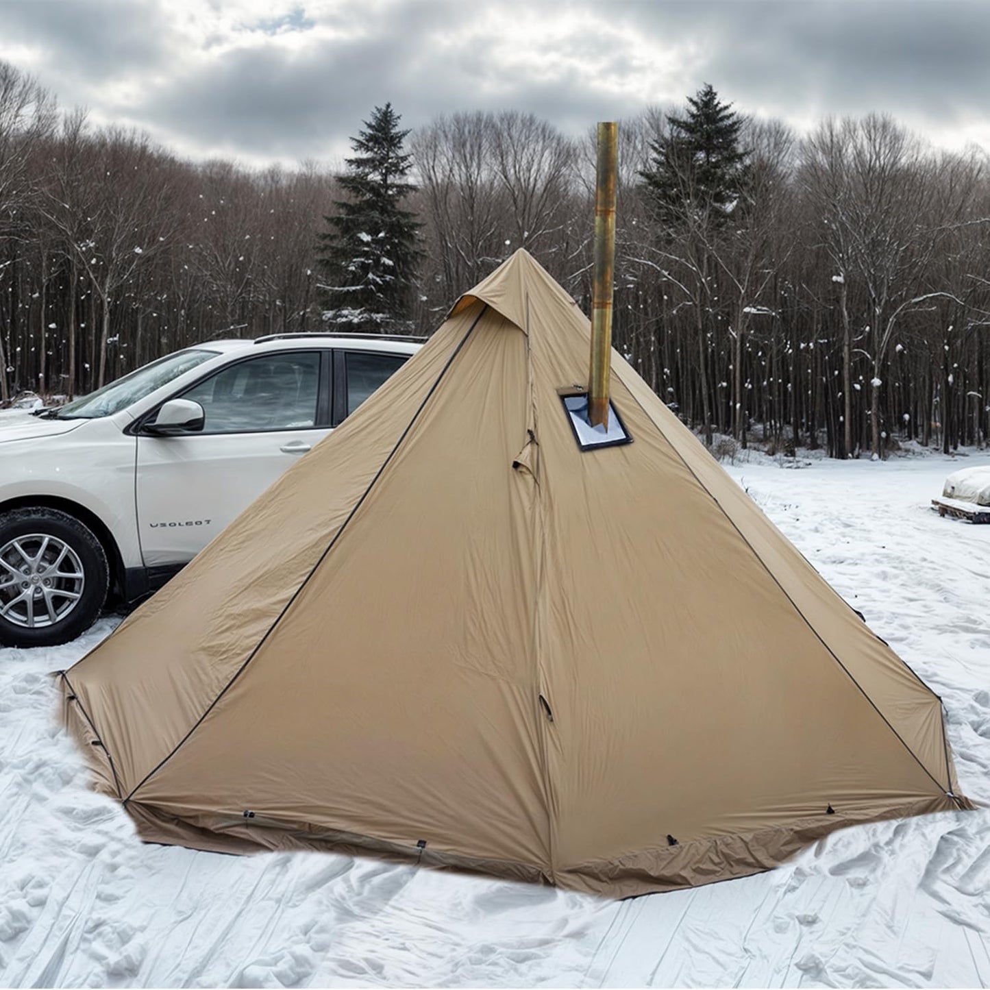Winter Teepee Tent with Stove Jack for Survival