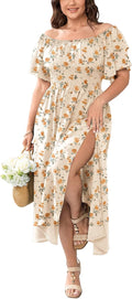 Plus Size Maxi Dress Off The Shoulder Ruffle for Curvy Women