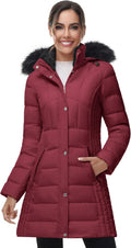 SLOW DOWN Women Mid-Length Down Puffer Coat - Warm Hooded Jacket