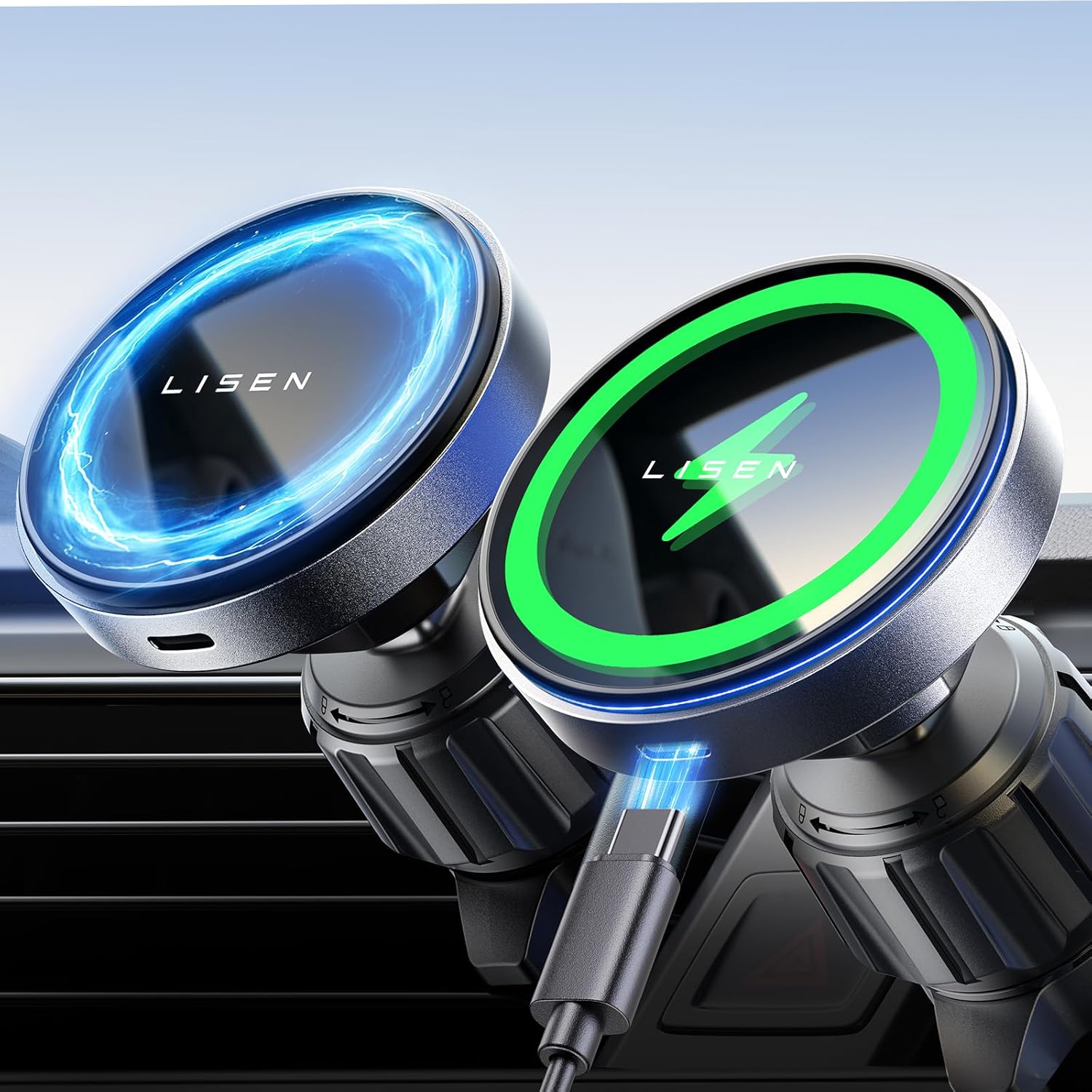LISEN 15W Fast Car Mount Charger - Effortless Wireless Charging