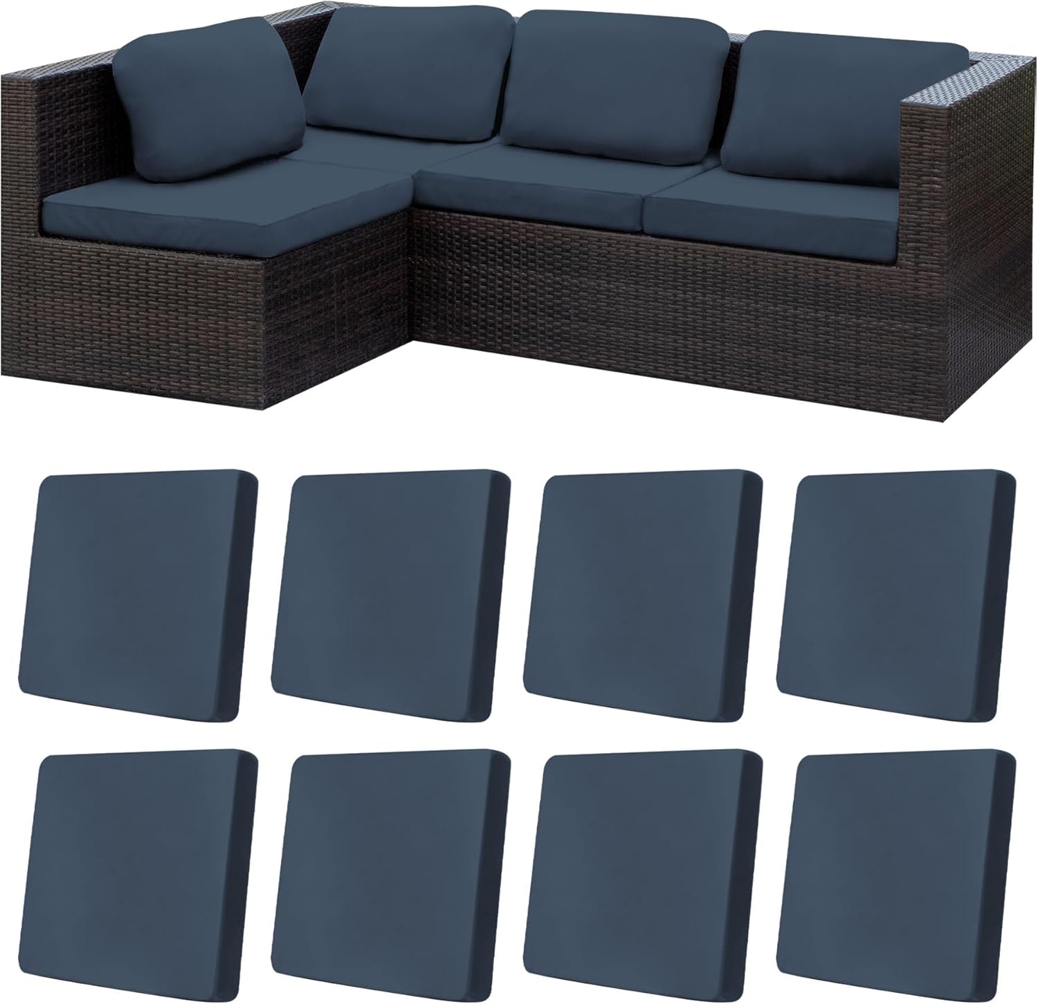 8Pcs Stretch Patio Cushion Covers for Outdoor Furniture Protection