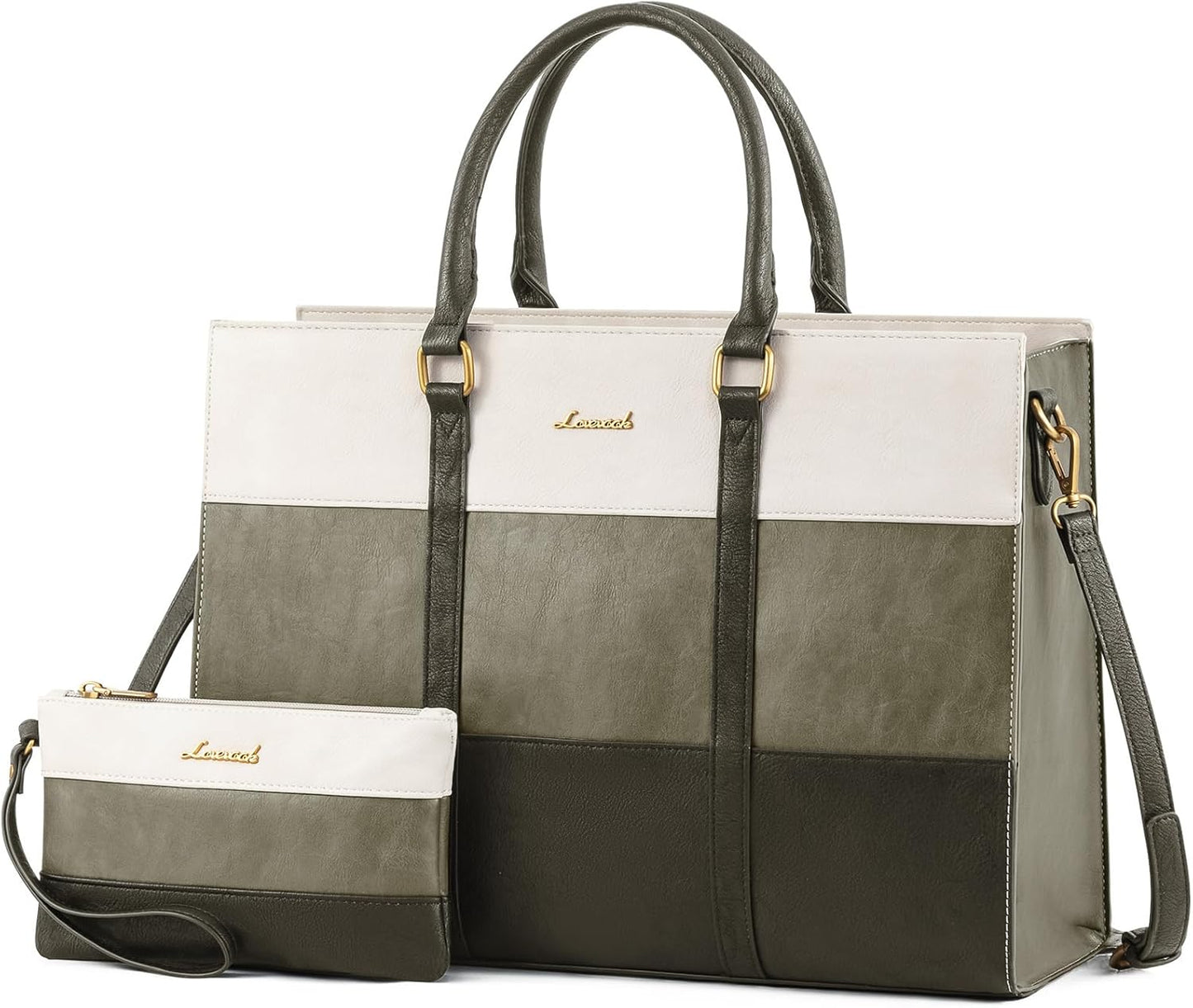 LOVEVOOK Laptop Bag for Women - Stylish Vintage Leather Tote