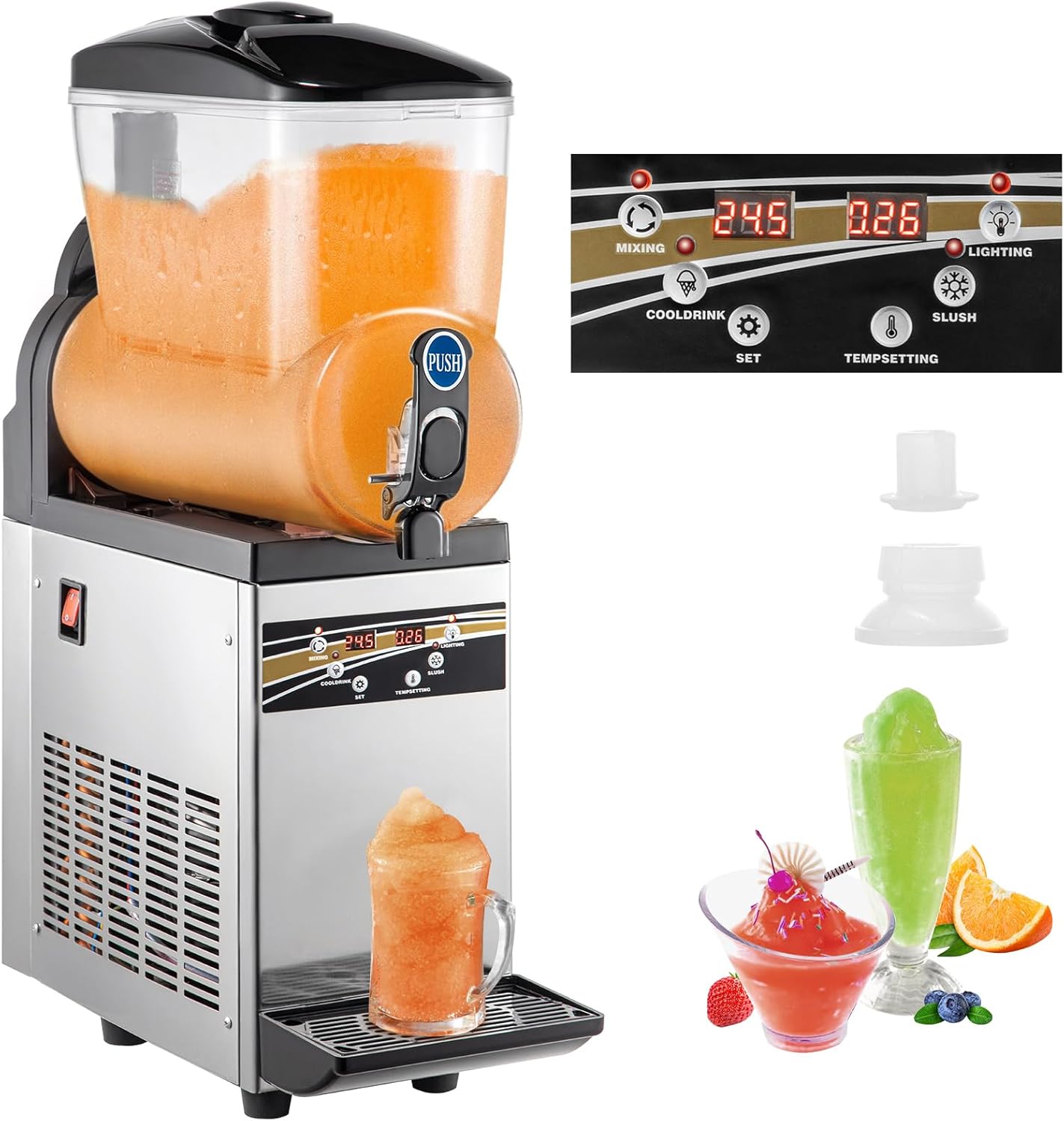 PEIXU Commercial Slushy Machine | 15L Tank | Stainless Steel | Ideal for Supermarkets & Bars