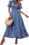Women's Sage Boho Maxi Dress - Smocked Waist Floral Summer