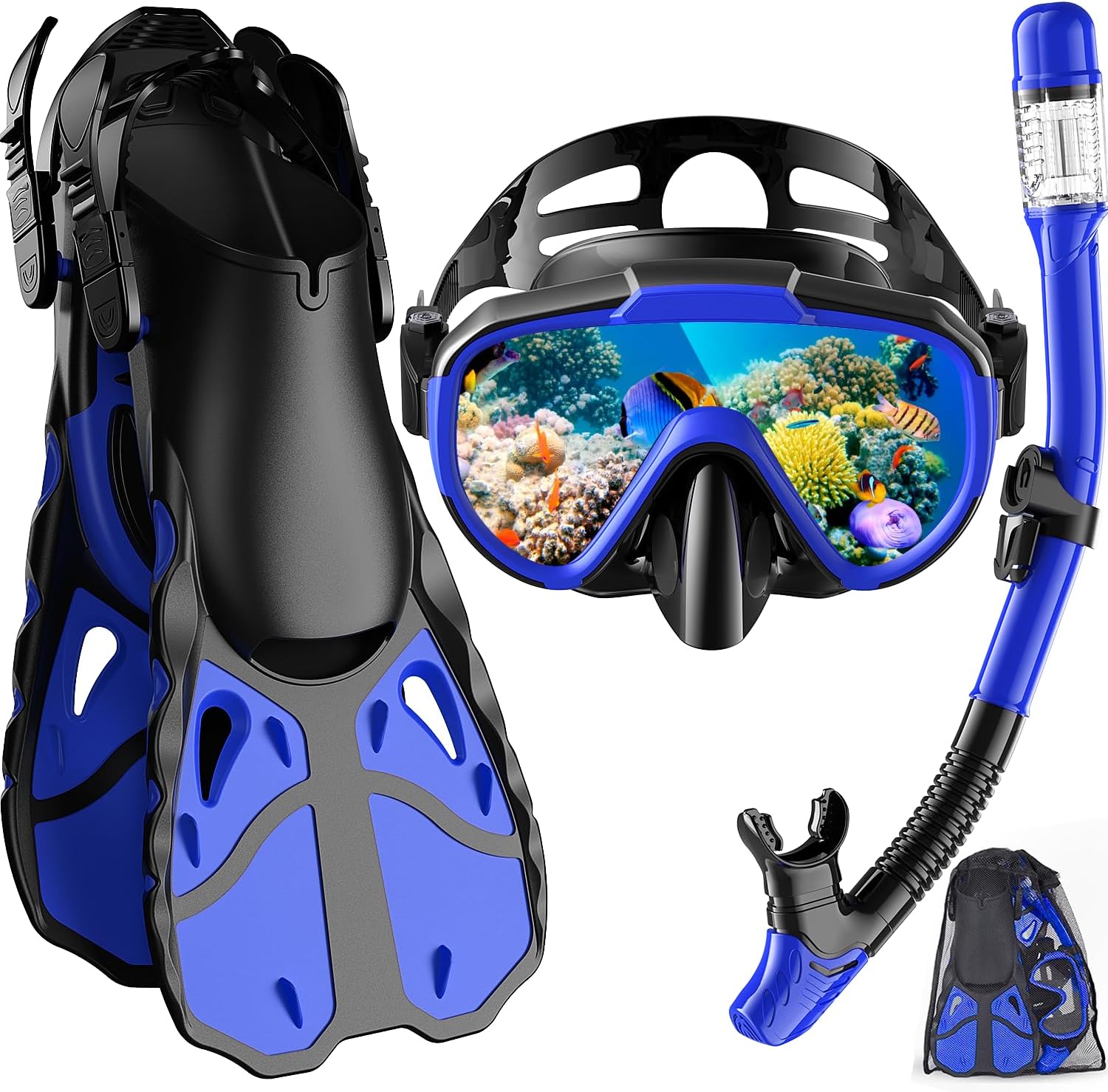 Snorkel Set with Fins for Adults - Vengreedo Snorkeling Gear