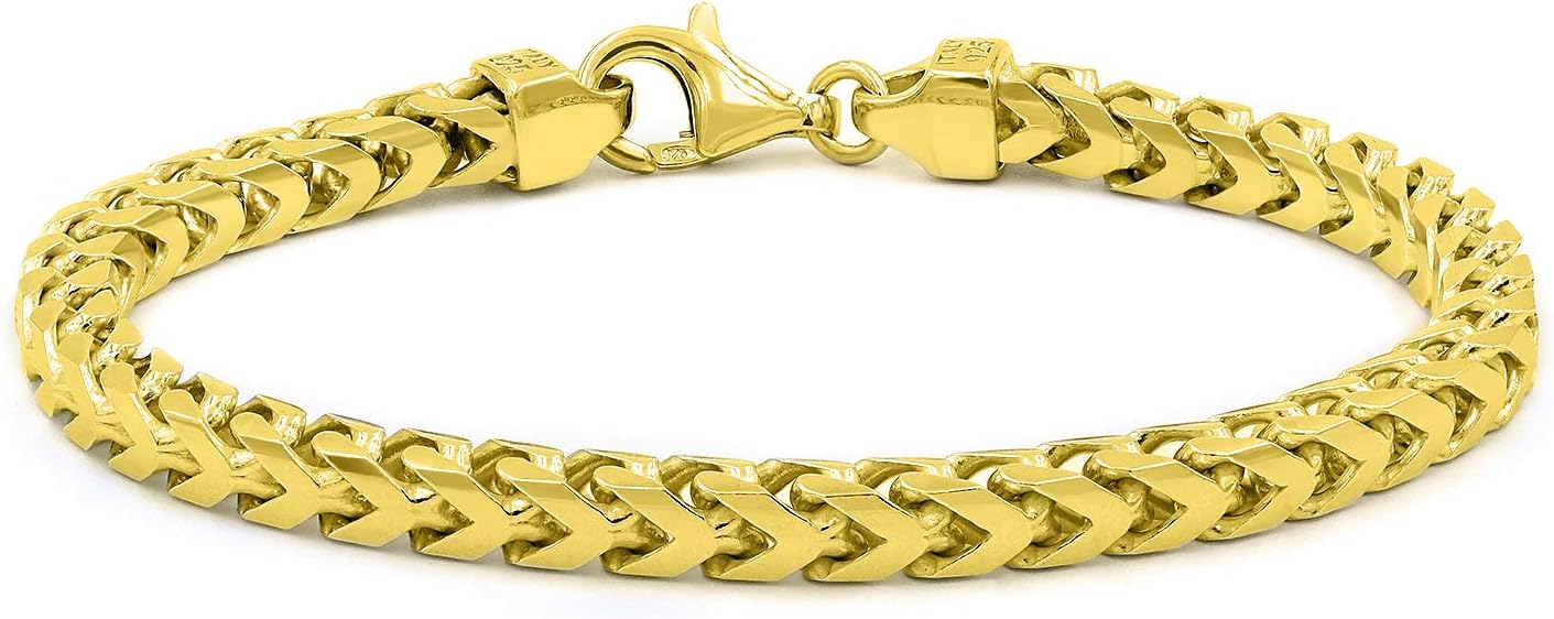 Franco Chain Necklace in 925 Sterling Silver with Gold Plating