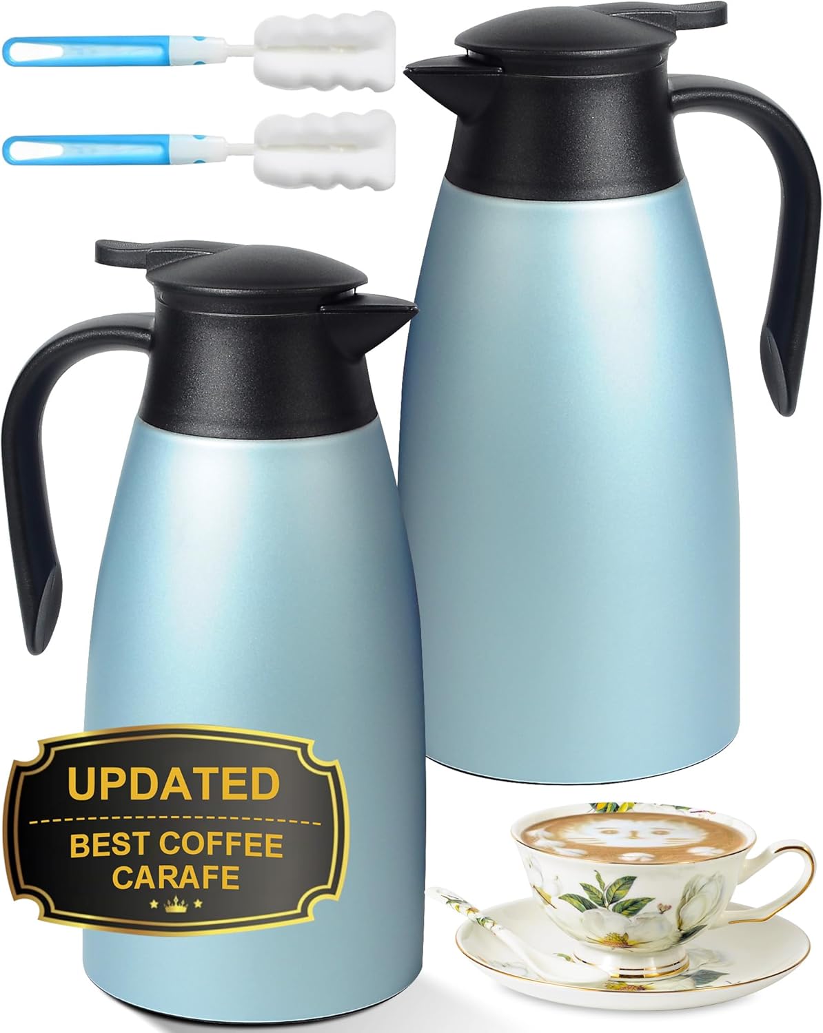 70 OZ Updated Thermal Coffee Carafe for Hot Liquid - 2 PCS Set