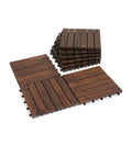 Acacia Wood Decking Tiles 9PCS Round Joint Pack - Snap Interlock Patio