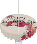 Valentine's Day Waterproof Tablecloth: Retro Flowers Pink ~ 35