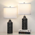 Ceramic Table Lamps Set of 2 - Modern 25in Dimmable Nightstand Lamps