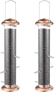 iBorn Metal Bird Feeder for Thistle Seed - 14 Inch Copper Design
