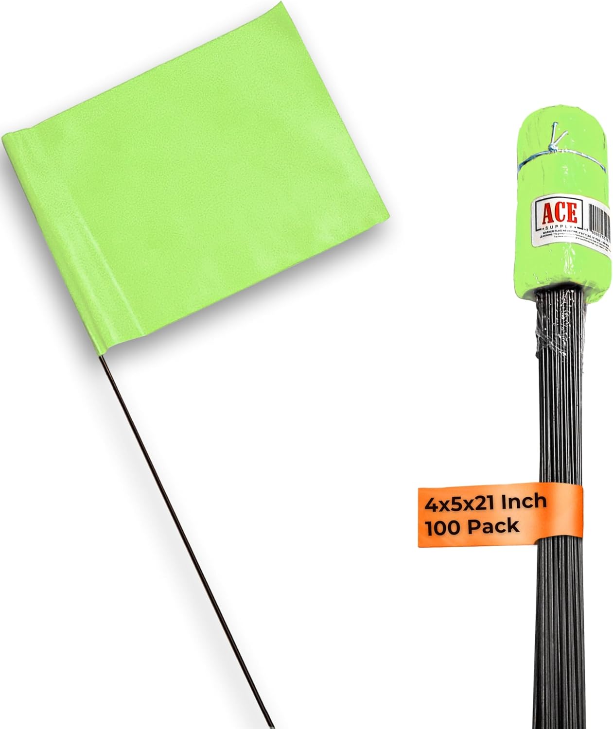 Lime Marking Flags 100 Pack for Lawn, Irrigation, and More