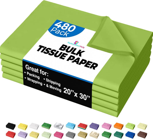 Lime Green Tissue Paper - 20x30 Inch, 480 Sheets for All Uses