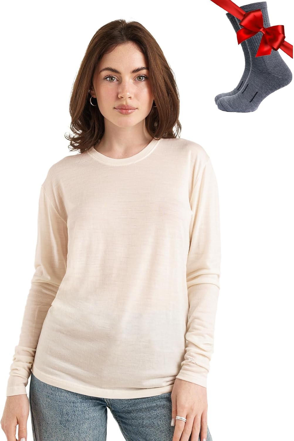 Merino Wool Base Layer Women - Comfortable Thermal Shirt & Socks