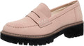 Womens Suede Platform Penny Loafer Slip On - Chunky Heel Comfort