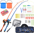 LEOFISHING Portable Kids Fishing Rod Set 2Pack - Complete Youth Combos