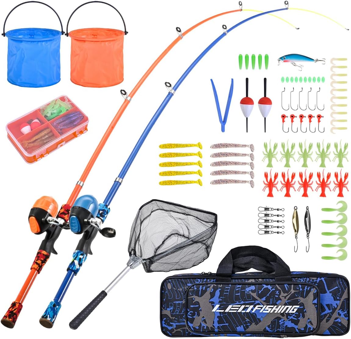 LEOFISHING Portable Kids Fishing Rod Set for Fun Family Time