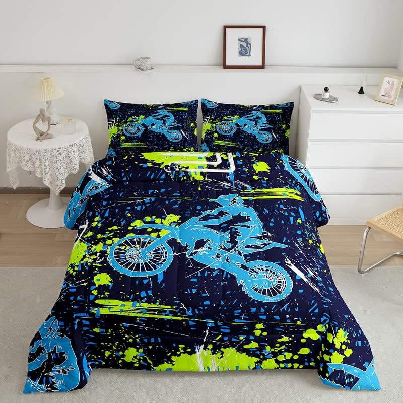 Feelyou Dirt Bike Kids Comforter Set for Extreme Sports Lovers