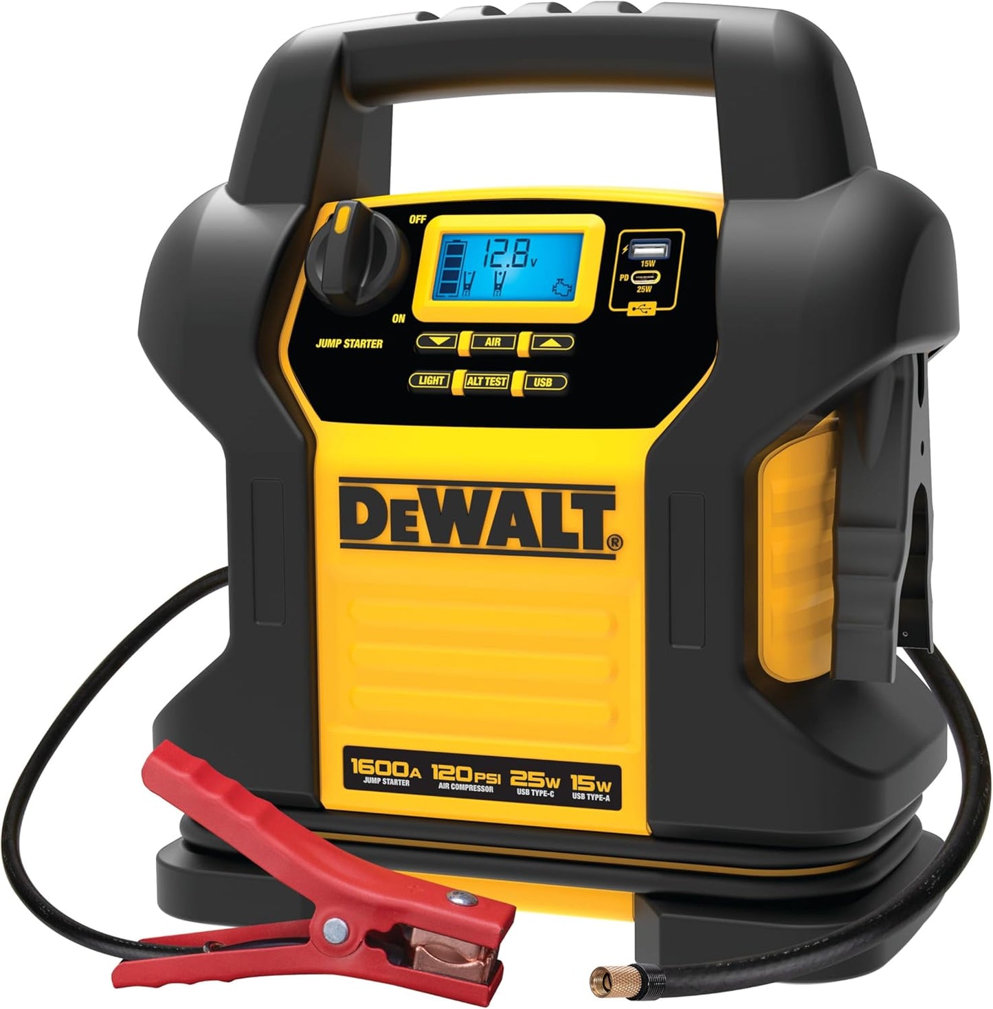 DEWALT Portable Power Station Jump Starter - 1600 Peak Amps & 120 PSI Compressor