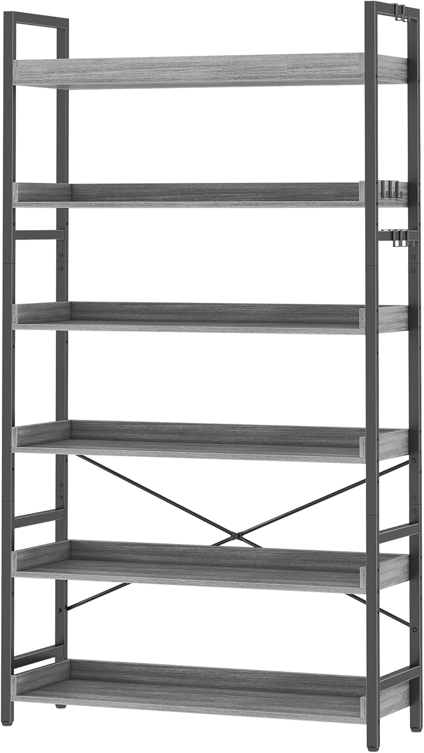 Adjustable Industrial Bookcase for Home Office and Living Room