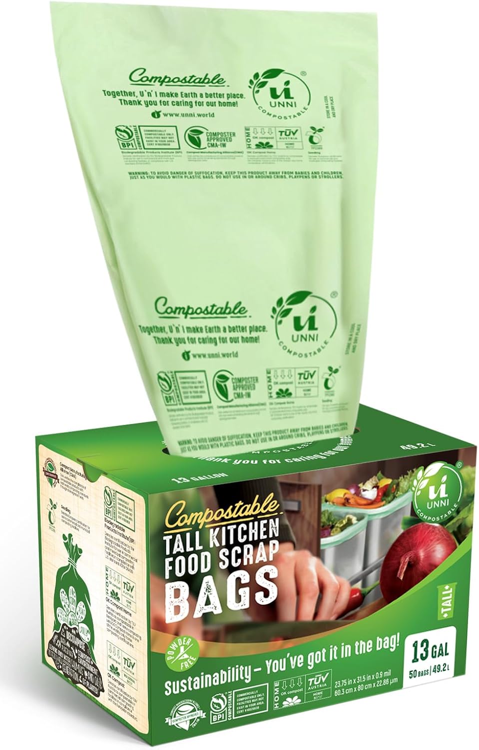 UNNI Compostable Liner Bags for Eco-Friendly Kitchen Waste