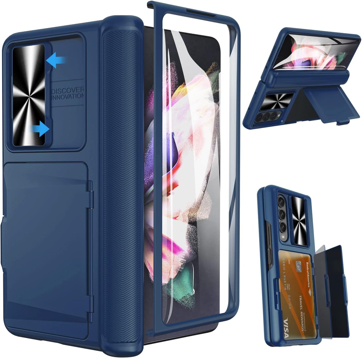 Samsung Galaxy Z Fold 3 Case with Card Holder and Kickstand