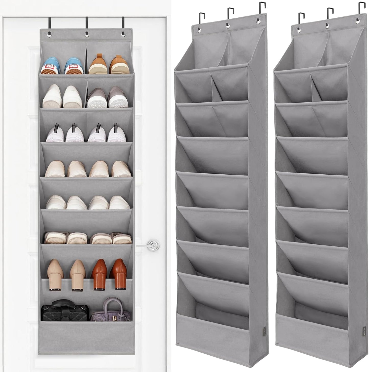 Over the Door Shoe Organizer with Large Deep Pockets for Storage