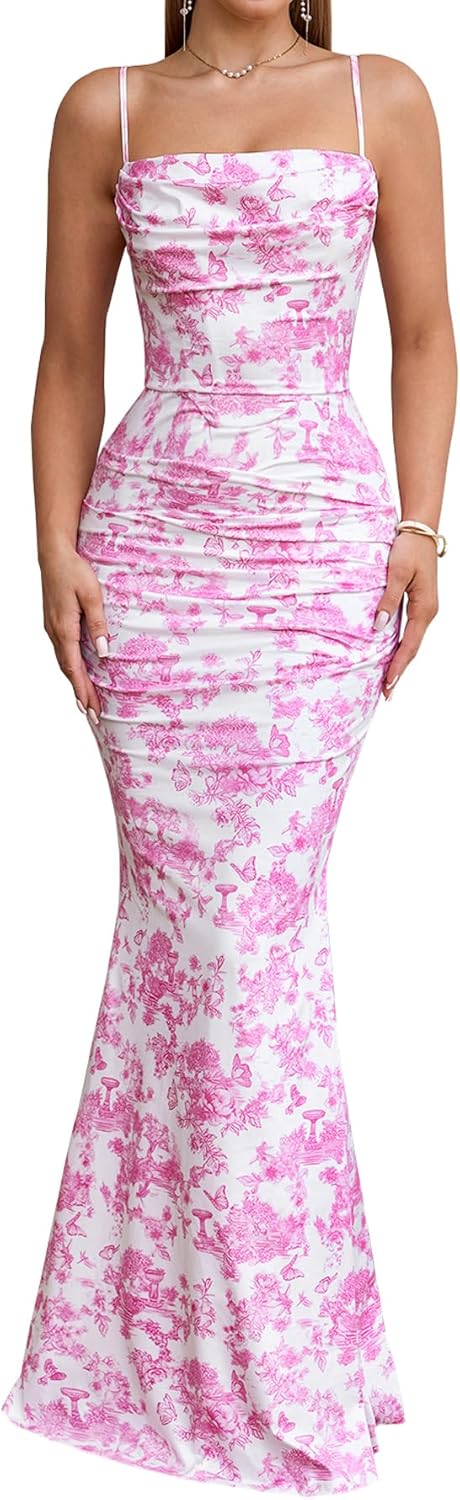 EYNMIN Women's Sleeveless Bodycon Corset Maxi Dress for Elegance