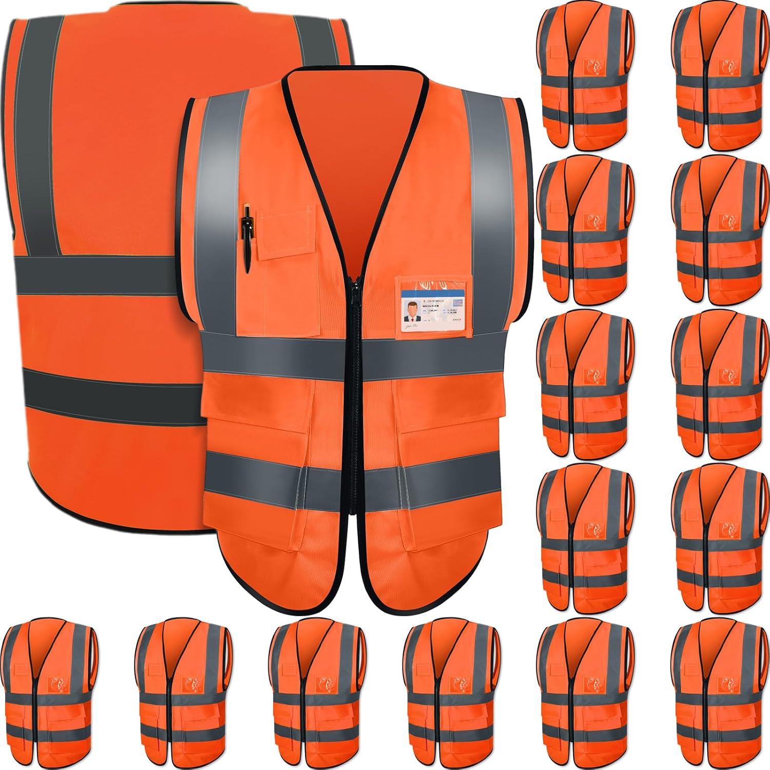 15 Pack High Visibility Reflective Safety Vests for Work Use