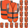 Reflective Safety Vests 15 Pack for Men Women Medium Orange Red - High