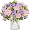 MARTINE MALL Pinkish-Purple Artificial Peonies 12-Pack - Lifelike Silk