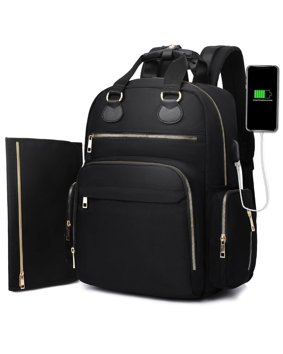 Durable Diaper Bag Backpack with 17 Pockets for Parents