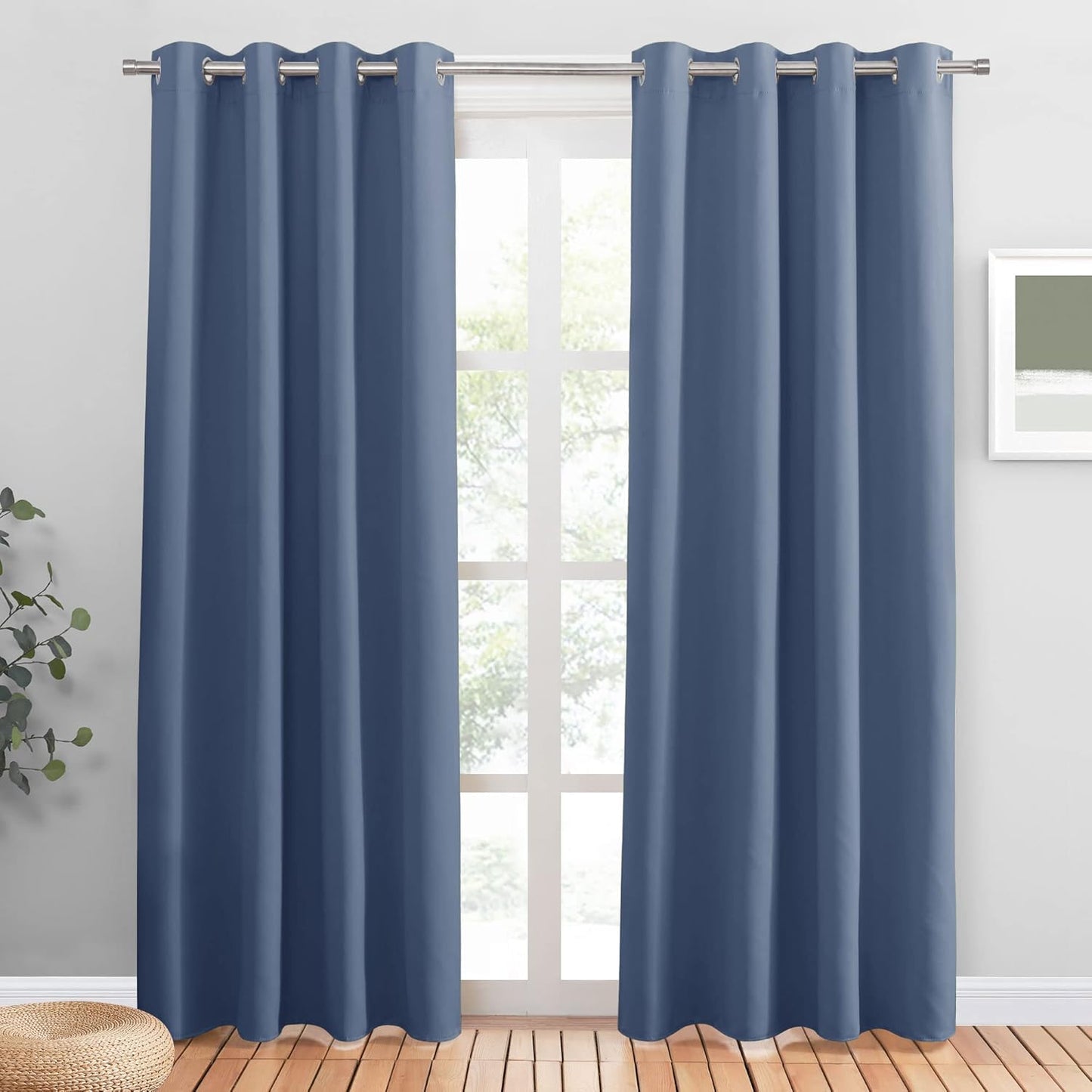 PONY DANCE Blue Haze Blackout Curtains for Bedroom and Living Room