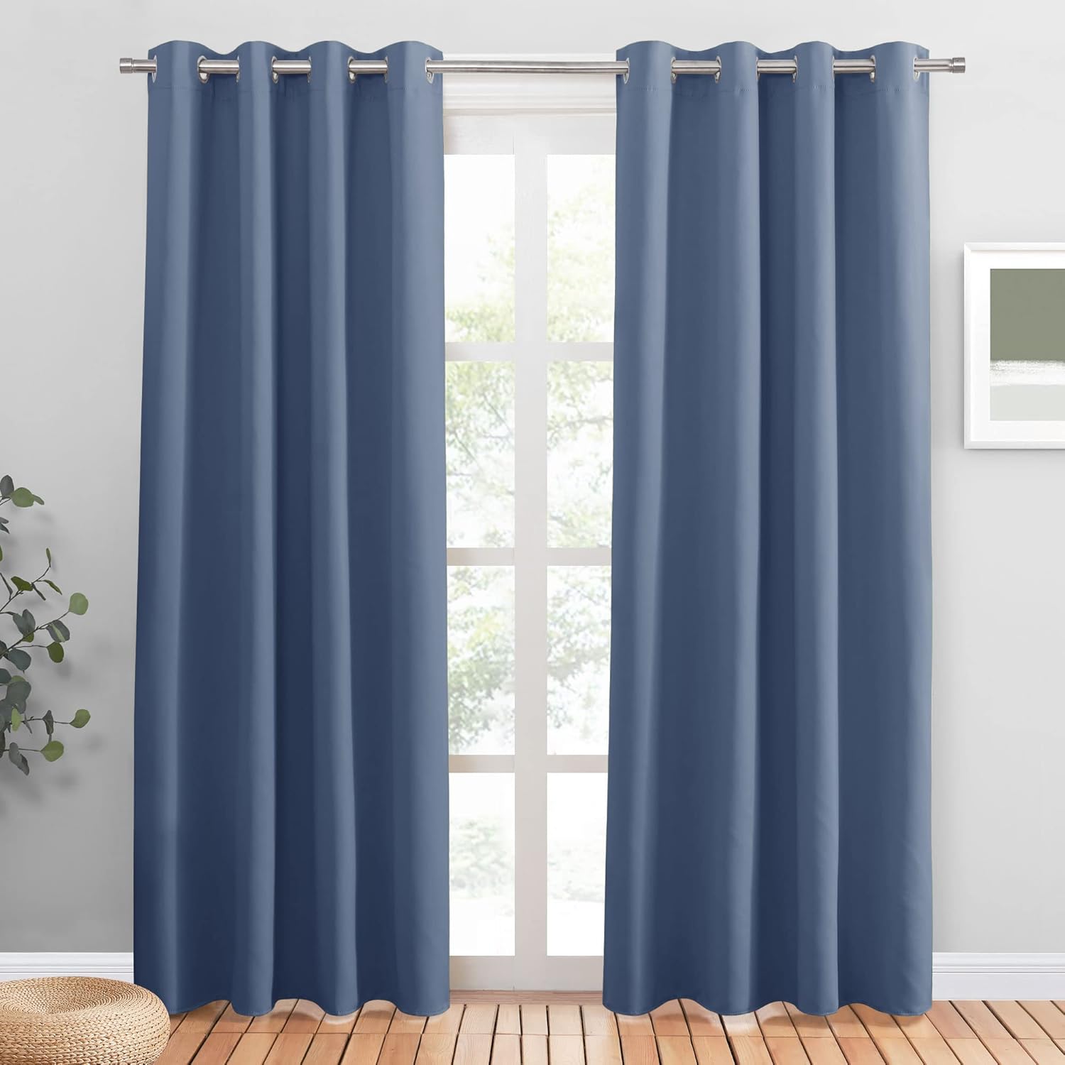 PONY DANCE Blue Haze Blackout Curtains for Bedroom and Living Room