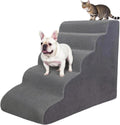5 Step Pet Stairs Ramp for High Beds Sofas - Stable Non Slip Grey