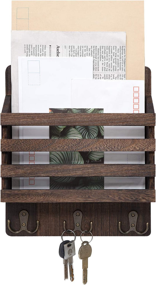 Mkono Rustic Wall Organizer with Hooks
