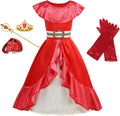 Girls Princess Elena Costume Dress in Red - Complete Accessory Set