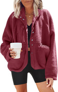 Womens Fuzzy Fleece Jacket Button Down Sherpa Coat - Warm Layer
