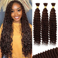 12A #4 Chocolate Brown Human Braiding Hair 14in Deep Wave - Boho