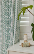 Linen Blend Pinch Pleated Curtains Summer Green 30in x 96in - Light