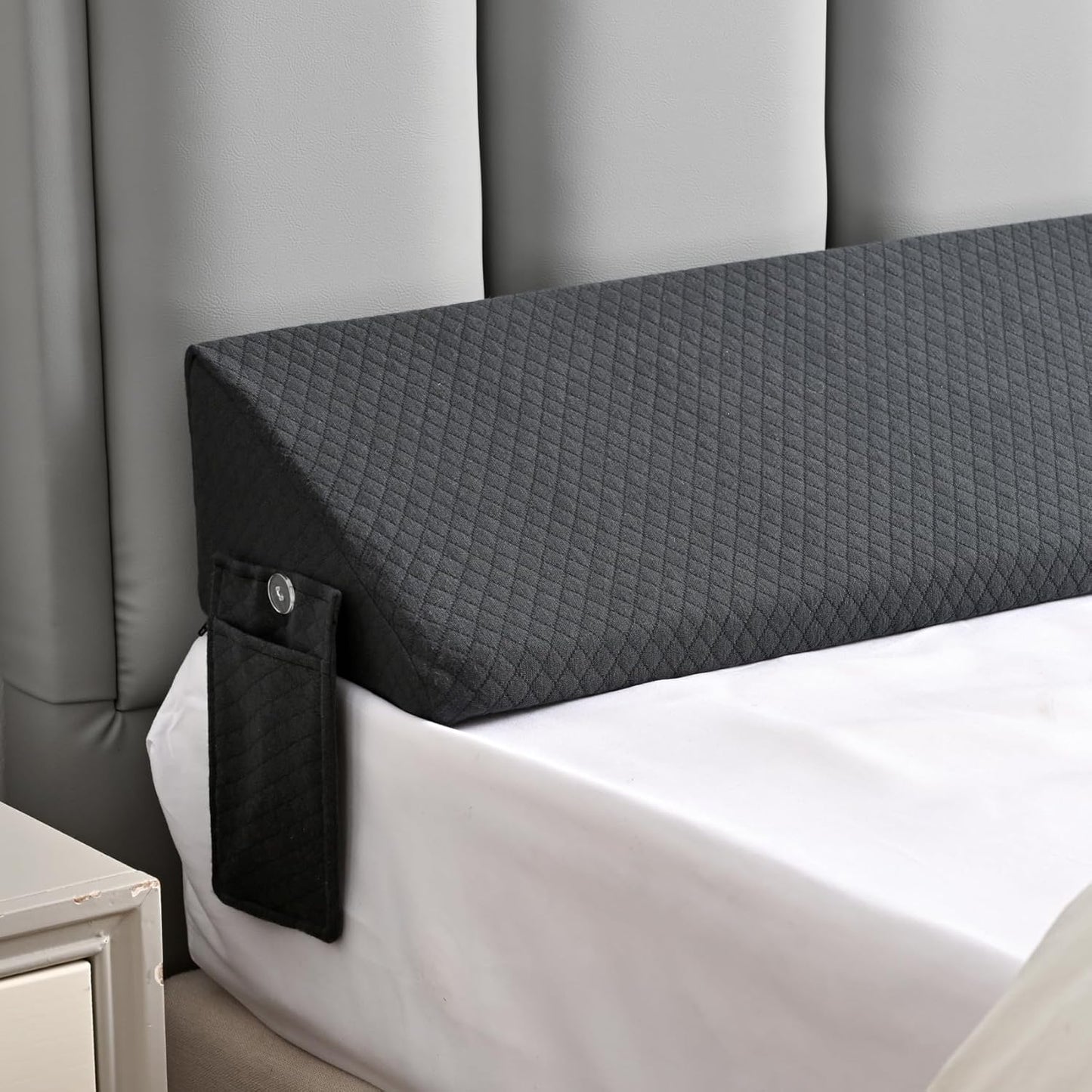 King Bed Wedge Pillow for Headboard Mattress Gap Filler Grey