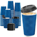 16 oz Coffee Cups 90 Pack Disposable with Lids and Straws - Insulated