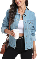 MISS MOLY Women's Denim Jacket Button Up Long Sleeve - Timeless Fit in