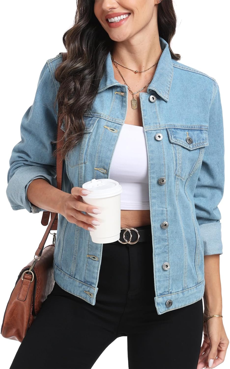 MISS MOLY Women's Denim Jacket - Trendy Button Up Jean Coat