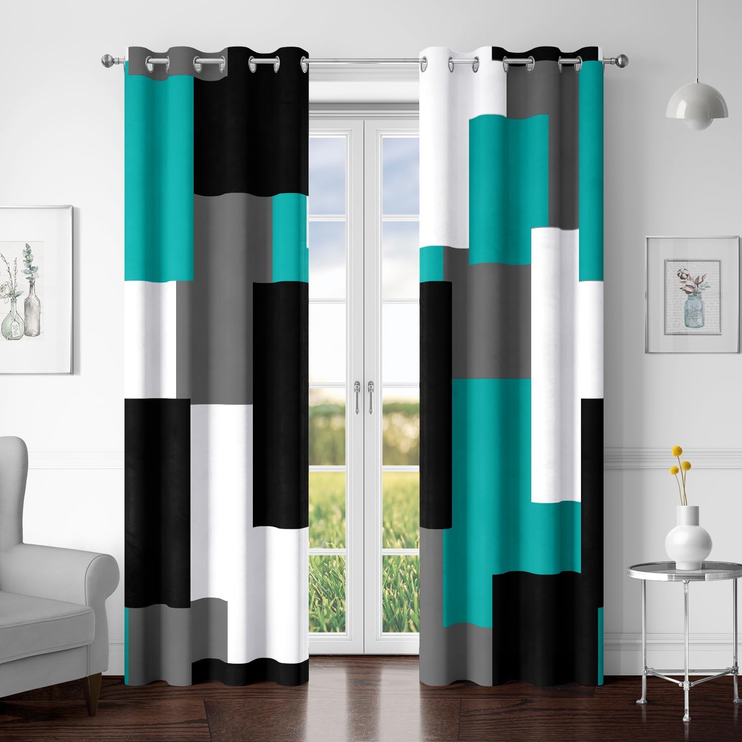Teal 100% Blackout Curtains for Bedroom 72 inch Length Set