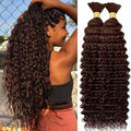 Human Braiding Hair for Boho Braids 16in Chocolate Brown Deep Wave