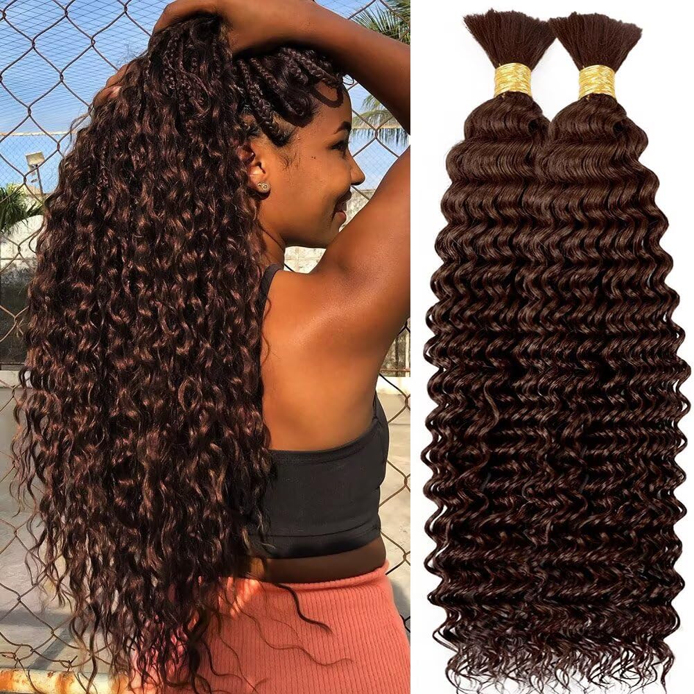 Human Braiding Hair for Boho Braids 16 Inch Chocolate Brown