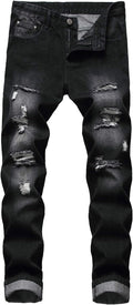 Ripped Jeans for Men Slim Fit Straight Leg Distressed Denim